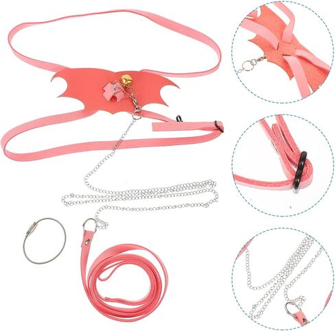 SHINEOFI Reptile Pet Leash and Wear-Resist Harness for Medium Bearded Dragon and Gecko, Pink Crawling Lizard Walking Rope for Outdoor Use in Kuwait