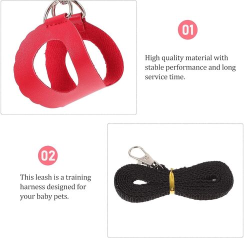 MERRYHAPY Small Pet Harness Leash Set 2 Pieces Breathable Chest Strap Traction Rope for Hamster Lizard Outdoor Walking in Crimson and Ebony in Kuwait