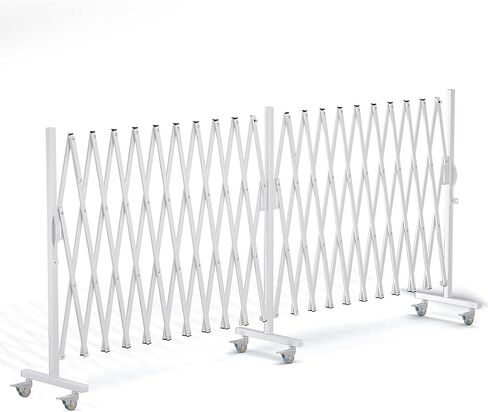 Expandable Barricade Gate,129" Metal Safety Barrier Gate with Casters,Accordion Garden Yard Outdoor Indoor Fence Folding Security Dog Gates Wall Mount,White in Kuwait