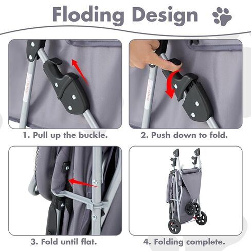 3 Wheels Pet Stroller,Storage Basket and Cup Holder, Breathable Mesh, Waterproof and Foldable for Small/Medium Dogs and Cats Strollers, Lightweight Travel Carrier for Daily Walks & Outdoor，Grey in Kuwait