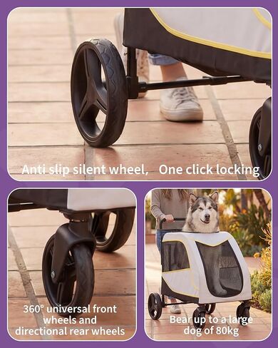 IDEALHOUSE Dog Stroller for Large & Medium Dogs, 176 Lbs Capacity Extra Large Pet Stroller, Dog Wagon for 2 Dogs, Foldable Design Luxury Dog Stroller with All-Terrain Wheel, Air Mesh, Foot Brake in Kuwait