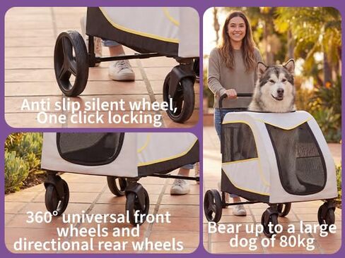 IDEALHOUSE Dog Stroller for Large & Medium Dogs, 176 Lbs Capacity Extra Large Pet Stroller, Dog Wagon for 2 Dogs, Foldable Design Luxury Dog Stroller with All-Terrain Wheel, Air Mesh, Foot Brake in Kuwait