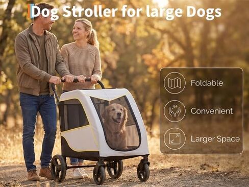IDEALHOUSE Dog Stroller for Large & Medium Dogs, 176 Lbs Capacity Extra Large Pet Stroller, Dog Wagon for 2 Dogs, Foldable Design Luxury Dog Stroller with All-Terrain Wheel, Air Mesh, Foot Brake in Kuwait