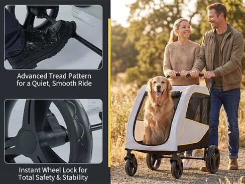 IDEALHOUSE Dog Stroller for Large & Medium Dogs, 176 Lbs Capacity Extra Large Pet Stroller, Dog Wagon for 2 Dogs, Foldable Design Luxury Dog Stroller with All-Terrain Wheel, Air Mesh, Foot Brake in Kuwait