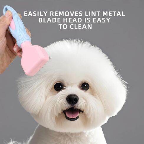 HOP Pink Professional Pet Dematting Comb with Handle Stainless Steel Dematting Fur Rake Brush Pet Grooming Tool for Long-Haired Dogs and Cats Remove Loose Hair Mats Knots Tangles in Kuwait