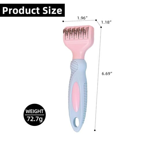 HOP Pink Professional Pet Dematting Comb with Handle Stainless Steel Dematting Fur Rake Brush Pet Grooming Tool for Long-Haired Dogs and Cats Remove Loose Hair Mats Knots Tangles in Kuwait