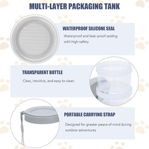 Portable Dog Treat Container 2 Layers, Dog Treat Jars and Dog Traning Clickers, Airtight Stackable Pet Food Holder for Outdoor Training, Travel -BPA Free (Gray) in Kuwait