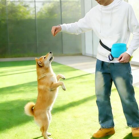 Dog Treat Pouch for Training, 14oz Portable Silicone Dog Treat Bag for Leash with Scent-Locking Seal & Magnetic Closure, Hands-Free Adjustable Buckle Waist Crossbody Belt for Dog Training, Walking in Kuwait