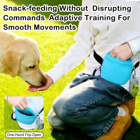 Dog Treat Pouch for Training, 14oz Portable Silicone Dog Treat Bag for Leash with Scent-Locking Seal & Magnetic Closure, Hands-Free Adjustable Buckle Waist Crossbody Belt for Dog Training, Walking in Kuwait