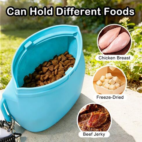 Dog Treat Pouch for Training, 14oz Portable Silicone Dog Treat Bag for Leash with Scent-Locking Seal & Magnetic Closure, Hands-Free Adjustable Buckle Waist Crossbody Belt for Dog Training, Walking in Kuwait