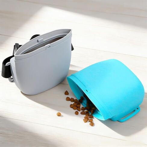 Dog Treat Pouch for Training, 14oz Portable Silicone Dog Treat Bag for Leash with Scent-Locking Seal & Magnetic Closure, Hands-Free Adjustable Buckle Waist Crossbody Belt for Dog Training, Walking in Kuwait