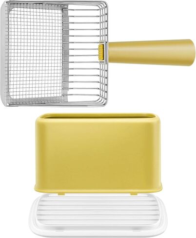 Metal Cat Litter Scoop with Holder, Heavy Duty Deep Sifter with Dual-Hole (10mm/5mm) for Pellets & Clay, Non-Stick (Black) in Saudi Arabia