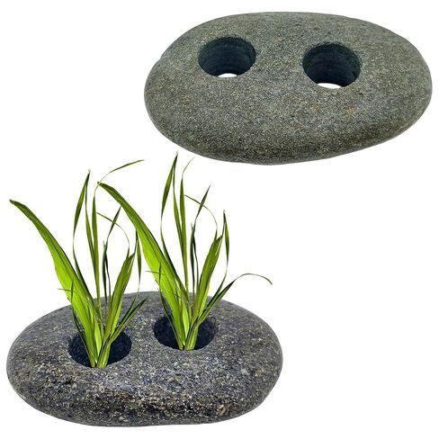 4PCS 0.8" Holes Natural River Stone Plant Weights for Aquarium，Pebble Aquatic Plants Fixed Ring for Aquatic Plants，Unique Shape & Size Decorative River Rock for Landscape Plant( in Saudi Arabia