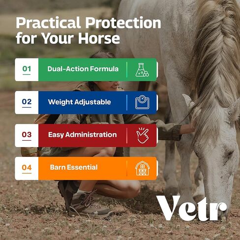 vetr Horse Intestinal Support Paste PraziMectin - Apple Flavor - 0.225 oz Syringe - for Horses up to 1320 lbs in Kuwait