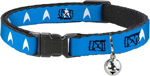 CBS Studios Inc. طوق للقطط، طوق منفصل مع جرس، Star Trek Starfleet Insignia Blue White، بعرض 8.5 إلى 12 بوصة 0.5 بوصة in Kuwait