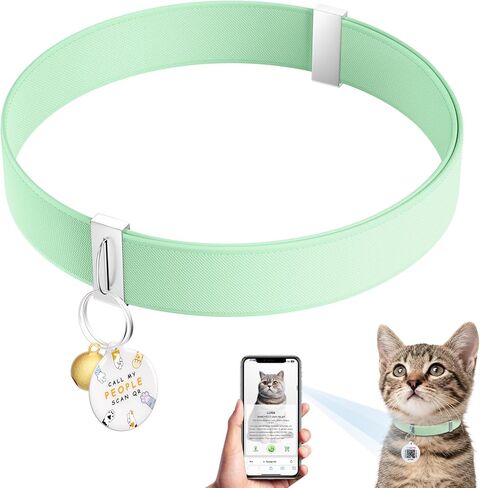 Cat Collar with QR Code Name Tag, Stretch Elastic Quick Release, Cat ID Tag Personalized, Ultra-Durable, Non Breakaway Lightweight Kitten Collar Fits Most Girl Boy Small Large Cats (Pink) in Kuwait