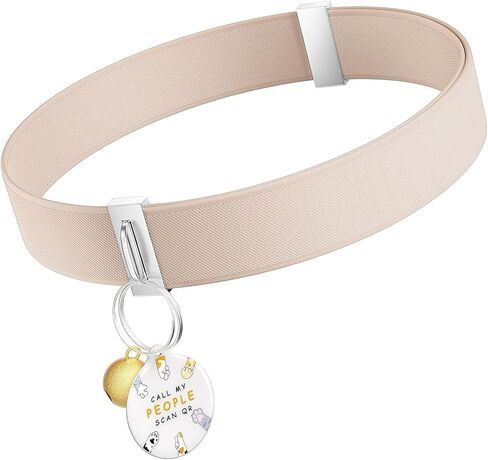 Cat Collar with QR Code Name Tag, Stretch Elastic Quick Release, Cat ID Tag Personalized, Ultra-Durable, Non Breakaway Lightweight Kitten Collar Fits Most Girl Boy Small Large Cats (Pink) in Kuwait