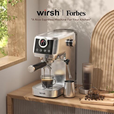 wirsh Espresso Machine,20 Bar Semi-Automatic Espresso Maker with Milk Frother Steamer&Touch Screen,Compact Stainless Steel Expresso Machine for Latte & Cappuccino,42oz Tank,UPGRADE in Kuwait
