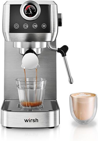 wirsh Espresso Machine,20 Bar Semi-Automatic Espresso Maker with Milk Frother Steamer&Touch Screen,Compact Stainless Steel Expresso Machine for Latte & Cappuccino,42oz Tank,UPGRADE in Kuwait
