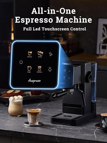 Espresso Machine with Touchscreen, 20 Bar Espresso Maker with Milk Frother and Steam Wand, Cold Brew Coffee Machine for Home, Latte Cappuccino Maker, 41oz Removable Water Tank in Kuwait