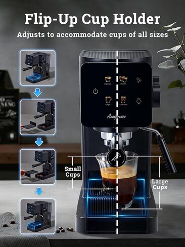 Espresso Machine with Touchscreen, 20 Bar Espresso Maker with Milk Frother and Steam Wand, Cold Brew Coffee Machine for Home, Latte Cappuccino Maker, 41oz Removable Water Tank in Kuwait