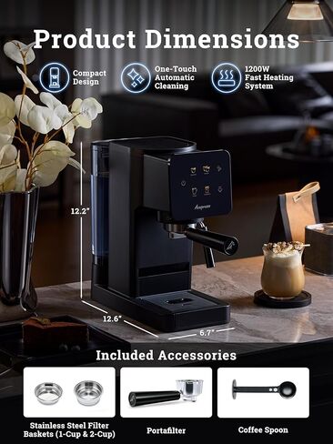 Espresso Machine with Touchscreen, 20 Bar Espresso Maker with Milk Frother and Steam Wand, Cold Brew Coffee Machine for Home, Latte Cappuccino Maker, 41oz Removable Water Tank in Kuwait