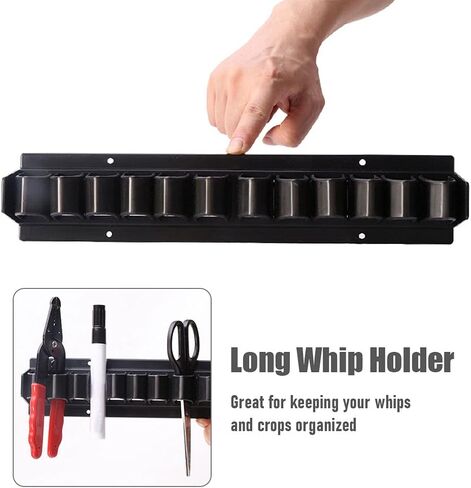 Horse Whip Crop Holder, Whip Rack Wall Mounted, Bracket for Horse Stables, Durable Horses Whips Storage Organizer, Holds up to 12 Whips or Crop(Color:Black) in Kuwait