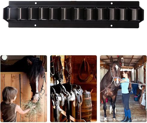 Horse Whip Crop Holder, Whip Rack Wall Mounted, Bracket for Horse Stables, Durable Horses Whips Storage Organizer, Holds up to 12 Whips or Crop(Color:Black) in Kuwait