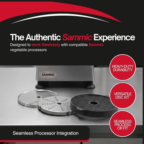 مجموعة أقراص Sammic MX8 لتقطيع الخضروات، تتضمن شبكة تقطيع 5/16 بوصة (FMC-8D)، قرص تقطيع 5/16 بوصة (FC-8D)، قرص بشر 1/8 بوصة (SH-3)، حزمة أقراص خاصة للمطاعم المكسيكية، الاستخدام التجاري in Kuwait