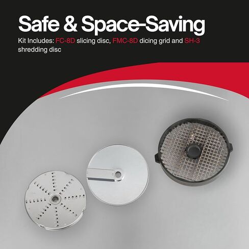 مجموعة أقراص Sammic MX8 لتقطيع الخضروات، تتضمن شبكة تقطيع 5/16 بوصة (FMC-8D)، قرص تقطيع 5/16 بوصة (FC-8D)، قرص بشر 1/8 بوصة (SH-3)، حزمة أقراص خاصة للمطاعم المكسيكية، الاستخدام التجاري in Kuwait