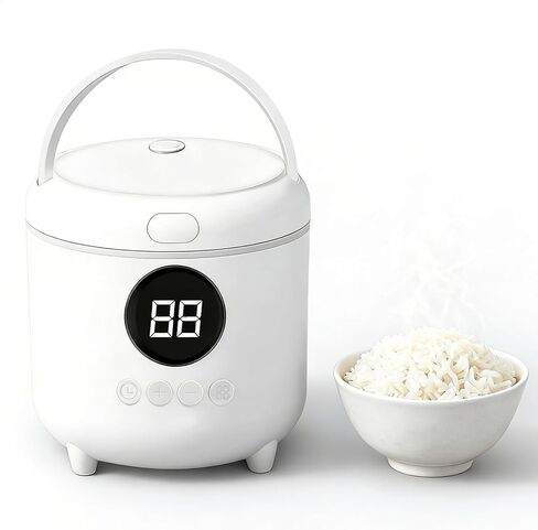Small Rice Cooker, 3-Cups Uncooked/ 6-Cups Cooked with Handle, 6 Intelligent Cooking Modes for White Rice, Quinoa, Oatmeal - with Nonstick Inner Pot, Measuring Cup & Serving Spoon, 1.6L Capacity in Kuwait