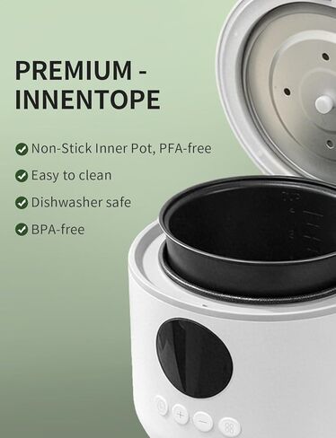 Small Rice Cooker, 3-Cups Uncooked/ 6-Cups Cooked with Handle, 6 Intelligent Cooking Modes for White Rice, Quinoa, Oatmeal - with Nonstick Inner Pot, Measuring Cup & Serving Spoon, 1.6L Capacity in Kuwait