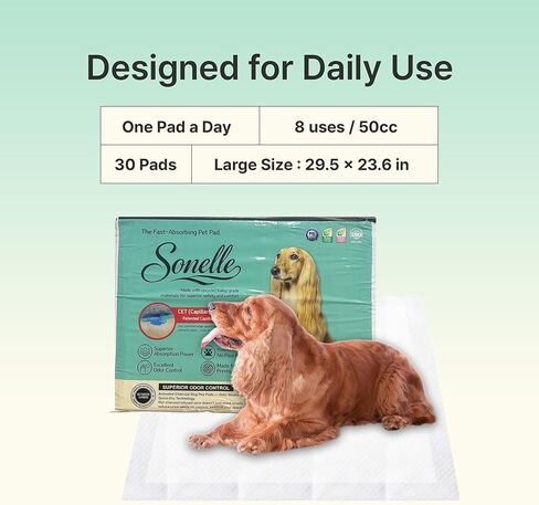 Charcoal Pee Pads for Dogs - Large 29.5"x23.6" Pet Pads - Patented Edge Lock - 7-Layer No-Leak, 800ml Absorption - Activated Carbon Odor Control Puppy Potty Training - Made in Korea - 30 Count in Kuwait