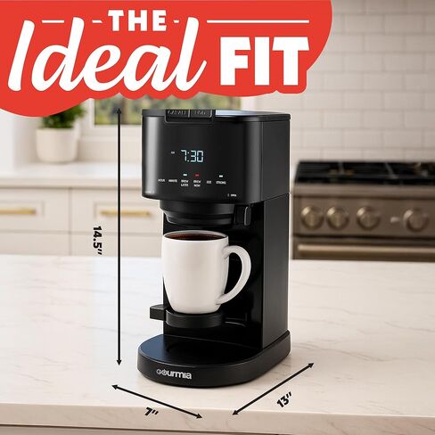 ماكينة صنع القهوة جورميا 2 في 1 فردية و12 كوب - مشروب بالتنقيط، متوافق مع K-Cup، قابل للبرمجة والإيقاف المؤقت والخدمة، فلتر قابل للإزالة، إبريق حراري، أسود in Kuwait