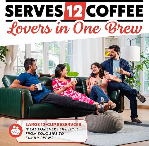 ماكينة صنع القهوة جورميا 2 في 1 فردية و12 كوب - مشروب بالتنقيط، متوافق مع K-Cup، قابل للبرمجة والإيقاف المؤقت والخدمة، فلتر قابل للإزالة، إبريق حراري، أسود in Kuwait