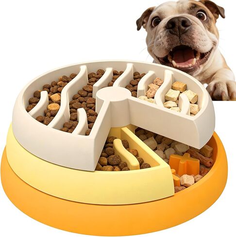 Slow Feeder Dog Bowl - 3-Tier Rotating Interactive Dog Puzzle Toy for Mental Enrichment & IQ Training - Anti-Gulping Bloat Stop Dog Feeder for Small & Medium Dogs and Cats, Food-Grade & Non-Slip in Kuwait
