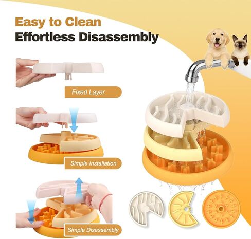 Slow Feeder Dog Bowl - 3-Tier Rotating Interactive Dog Puzzle Toy for Mental Enrichment & IQ Training - Anti-Gulping Bloat Stop Dog Feeder for Small & Medium Dogs and Cats, Food-Grade & Non-Slip in Kuwait