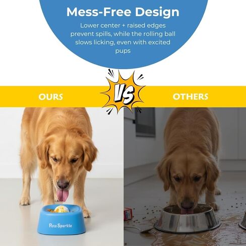 Dog Licking Bowl, Slow Feeder Lick Bowl for Dogs for Yogurt, Bone Broth & Liquid Treats, Licking Bowl with Ball, Lick Ball Slow Feeder for Dogs, Slow Feed Lick Bowl for Dogs in Kuwait
