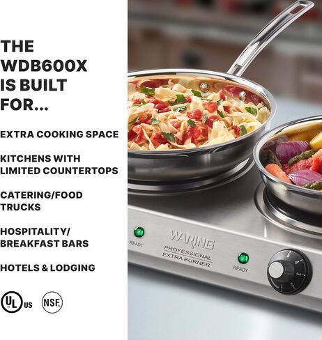 Waring Commercial Cast Iron Double Burner, Two 7.5" Electric Cooktops, Professional Countertop Hot Plate for Commercial Kitchens & Restaurants, WDB600X in Kuwait
