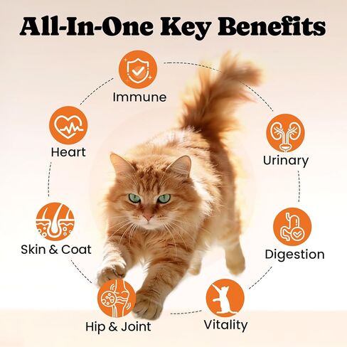 Cat Vitamin Treats with L-Lysine & Taurine – 12 Essential Vitamins & 5 Minerals, Cat Multivitamin Supplement for Immune, Joint & Skin Support, Daily Health Formula for Indoor & Senior Cats – 450 Chews in Kuwait