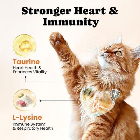 Cat Vitamin Treats with L-Lysine & Taurine – 12 Essential Vitamins & 5 Minerals, Cat Multivitamin Supplement for Immune, Joint & Skin Support, Daily Health Formula for Indoor & Senior Cats – 450 Chews in Kuwait