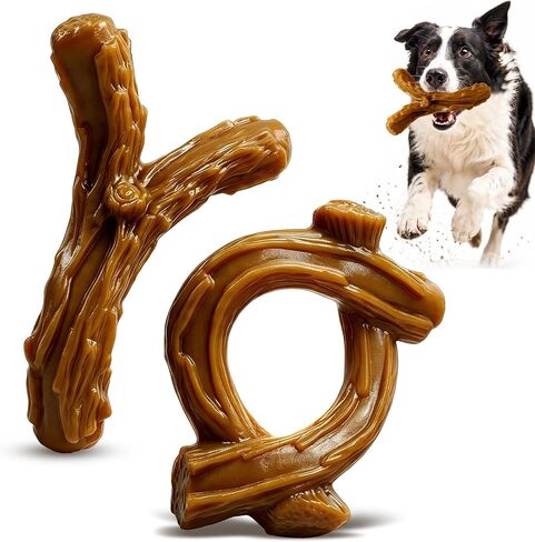WOWBALA 2 Pack Dog Chew Toys for Aggressive Chewers,Indestructible Dog Toy for Medium Large Dogs, Chew Toys to Keep Dogs Busy,Super Chewer with Tough Nylon, Reduce Boredom & Anxiety in Saudi Arabia