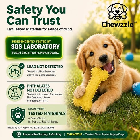 Chewzzle™ مجموعة من 3 ألعاب مضغ للكلاب الصغيرة وألعاب تسنين الجراء (3+ أشهر) | مادة TPR آمنة | 6×12 سم | للمضغ الخفيف إلى المعتدل | غير سامة | تم اختباره بواسطة SGS in Kuwait