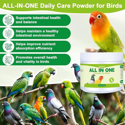 All in One Medicine Powder for Pigeon Parrots Canary Finches Parakeet Cockatiels Aviary Birds, Helps Maintain Digestive Balance Overall Vitality, Drinking Water Additive Wellness Support Powder in Kuwait
