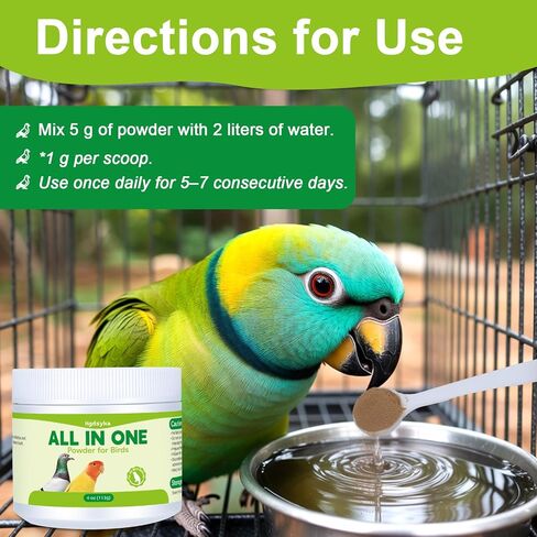 All in One Medicine Powder for Pigeon Parrots Canary Finches Parakeet Cockatiels Aviary Birds, Helps Maintain Digestive Balance Overall Vitality, Drinking Water Additive Wellness Support Powder in Kuwait