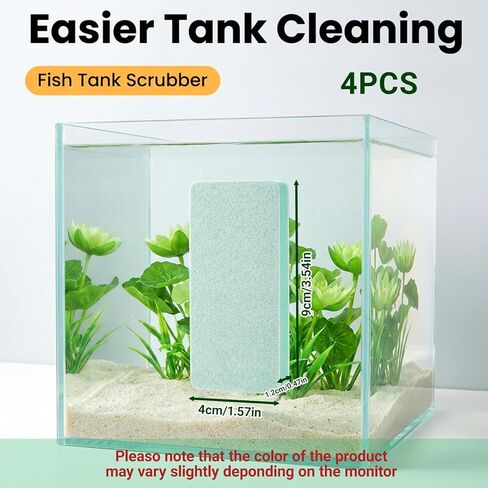 4-Pack Fish Tank Cleaning Tools - Double Sided Aquarium Sponge Brush - Glass Aquarium Scrubber Sponge - Surface Buildew Remover for Fish Tank - Non-Scratch EVA Pad in Kuwait