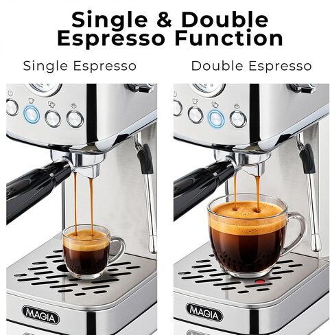 Zulay Kitchen Magia Compact Espresso Machine – 20 Bar Coffee Maker with Milk Frother Steam Wand, Latte & Cappuccino Maker, 1350W Fast Heating, 40oz Removable Water Tank, Stainless Steel – Silver in Saudi Arabia