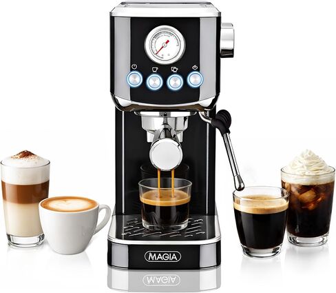 Zulay Kitchen Magia Compact Espresso Machine – 20 Bar Coffee Maker with Milk Frother Steam Wand, Latte & Cappuccino Maker, 1350W Fast Heating, 40oz Removable Water Tank, Stainless Steel – Silver in Saudi Arabia