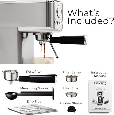 Zulay Kitchen Magia Compact Espresso Machine – 20 Bar Coffee Maker with Milk Frother Steam Wand, Latte & Cappuccino Maker, 1350W Fast Heating, 40oz Removable Water Tank, Stainless Steel – Silver in Saudi Arabia