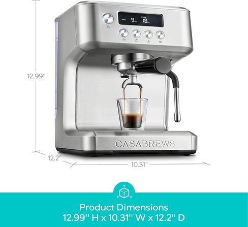 CASABREWS Ultra Pro Espresso Machine with Fast Heating, 20 Bar Espresso Maker with 3 holes steam wand, Customizable Brewing Temperature, Stainless Steel Cappuccino & Latte Coffee Machine for Home in Kuwait